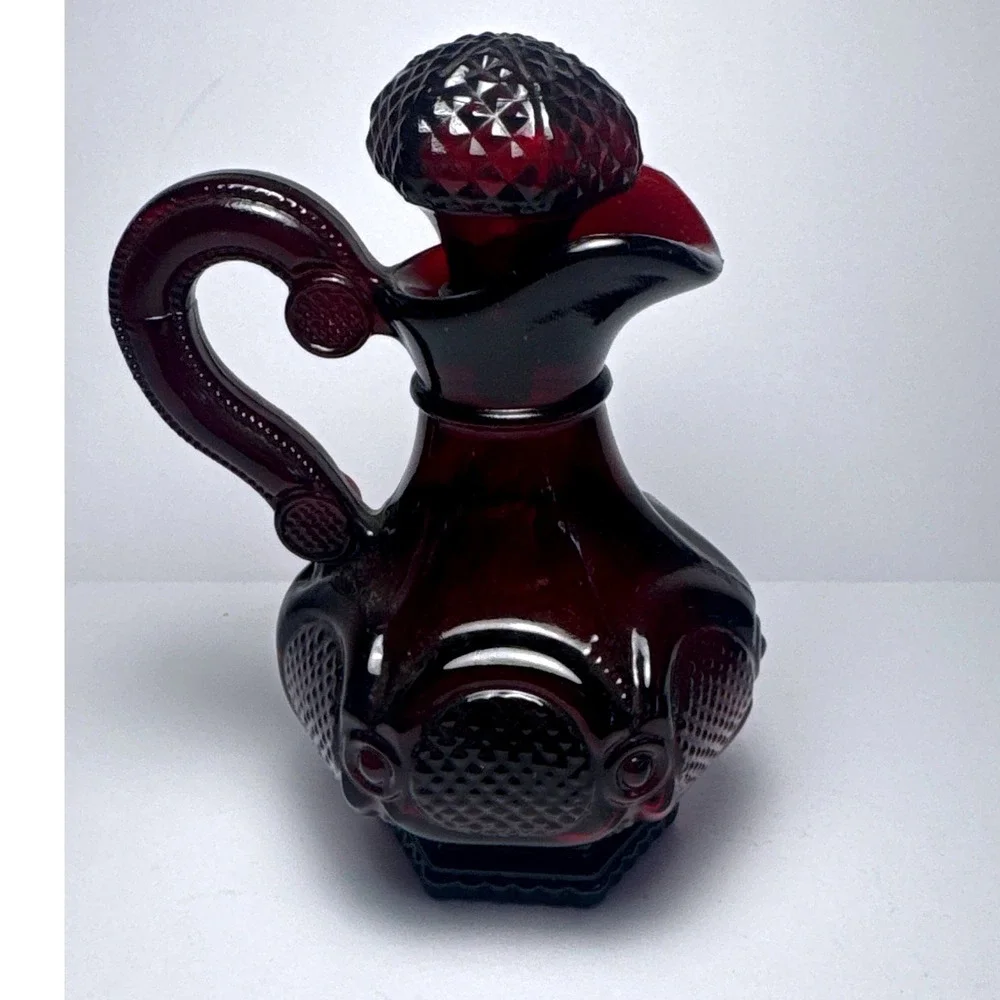 Avon Decanter Cruet Unisex OS Ruby Red Cape Cod Diamond Point Glass